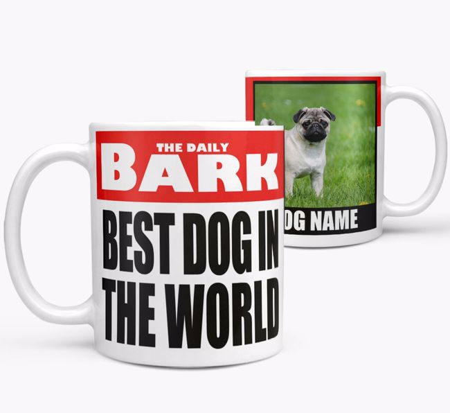 Personalized Photo Upload Mug 'Newspaper - Best Dog Ever' with {dogsName}'s Photo